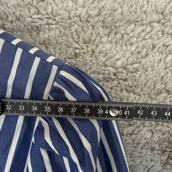J.Crew Long Sleeved Shirt Dress Women Size 4 Blue and White Stripe‎ Beleted Midi - Picture 8 of 10